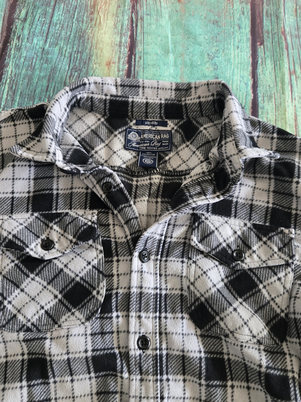 American Rag Men’s Black & White Plaid Button-Up Shirt